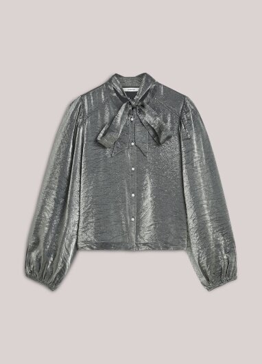 N.Y.A. | Summum Metallic Bluse mit Diamanten silber