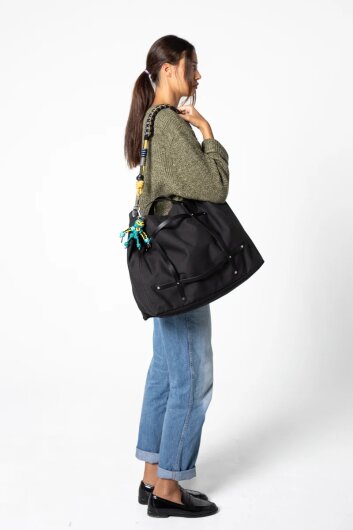 N.Y.A. | My Bob Tasche mit Macramé-Schulterrien Tote Bag schwarz