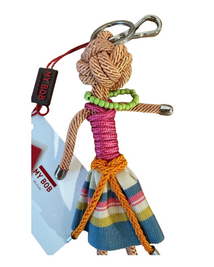 N.Y.A. | My Bob Schlüsselanhänger & Taschenanhänger Macramé handgemacht pink - gestreift