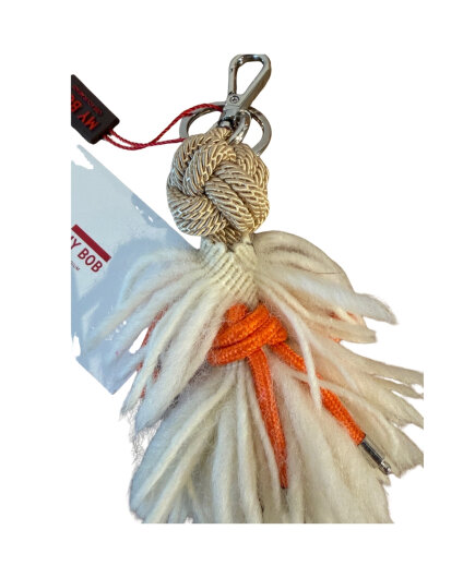 N.Y.A. | My Bob Schlüsselanhänger & Taschenanhänger Macramé handgemacht weiß - orange