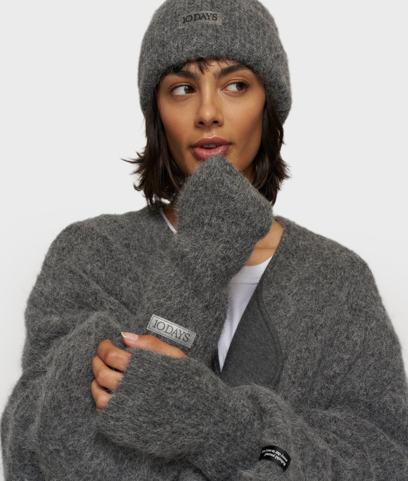 N.Y.A. | 10Days Fingerlose Handschuhe aus Alpaka-Wollmix dunkelgrau