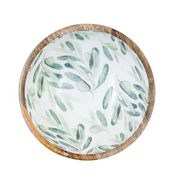 byRoom Schale Bowl aus Mangoholz MITTEL 25cm Oliven grün