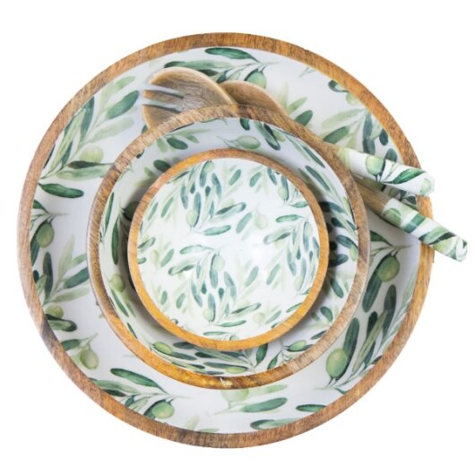 byRoom Schale Bowl aus Mangoholz MITTEL 25cm Oliven grün