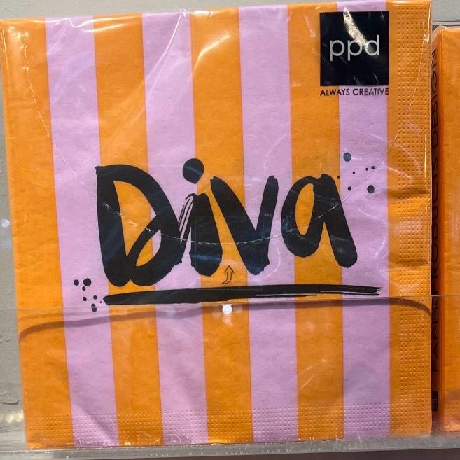 ppd Servietten "Diva" 33x33cm Streifen orange rosa Napkin