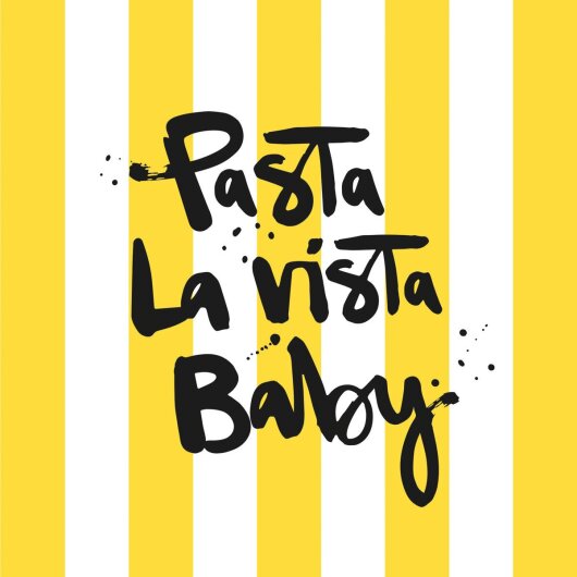 ppd Servietten "Pasta La Vista Baby" 33x33cm Streifen gelb weiß Napkin