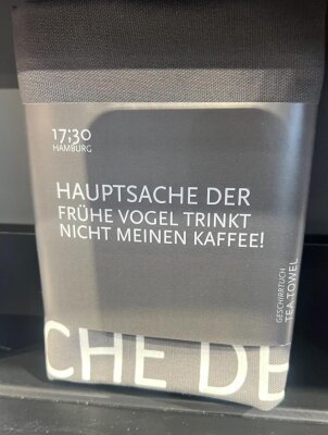 17;30 Geschirrtuch "Der frühe Vogel" grau...