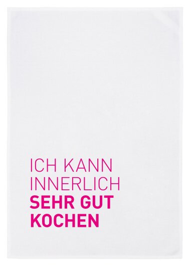 17;30 Geschirrtuch "Ich kann innerlich sehr gut kochen" weiß mit pink