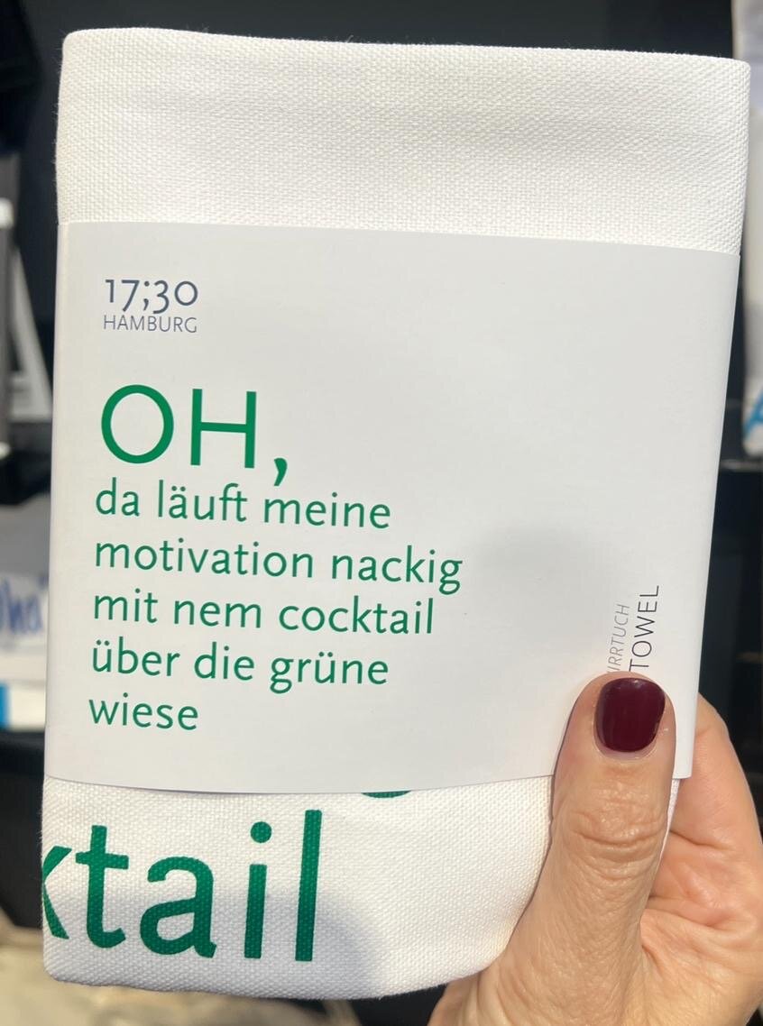 17;30 Geschirrtuch "Oh, da läuft meine Motivation..." weiß mit grün