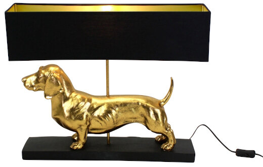 WV Tischleuchte Dackel gold schwarz 60x14x48,5cm