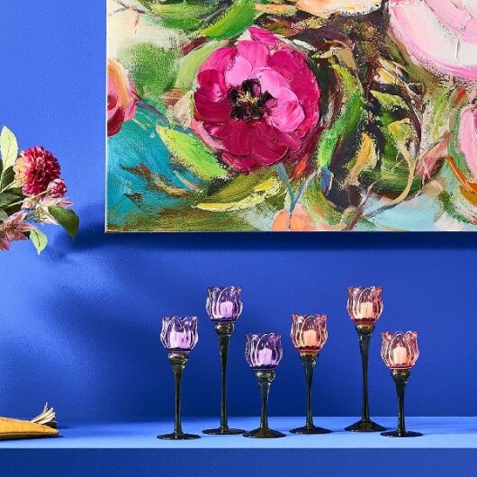 WV Kerzenleuchter Tulpe violett klein 8x18,5cm