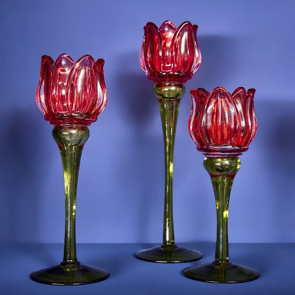 WV Kerzenleuchter Tulpe violett mittel 8x21,5cm