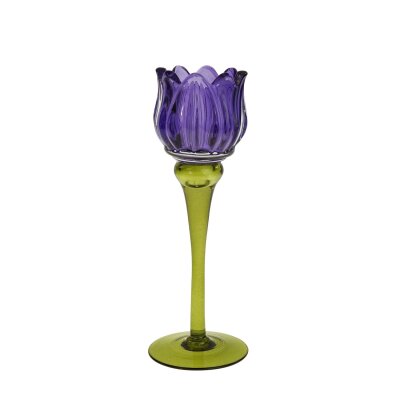 WV Kerzenleuchter Tulpe violett mittel 8x21,5cm