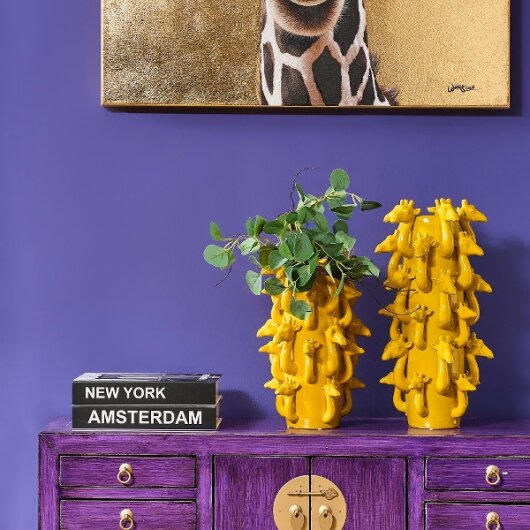 WV Vase Giraffenköpfe gelb Steingut  22x22x33cm