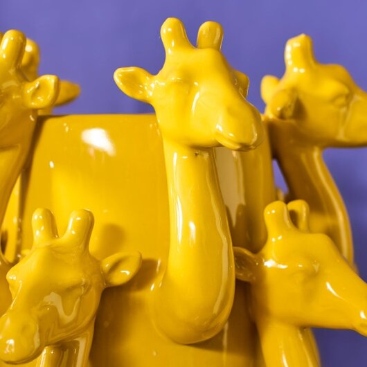 WV Vase Giraffenköpfe gelb Steingut  22x22x33cm