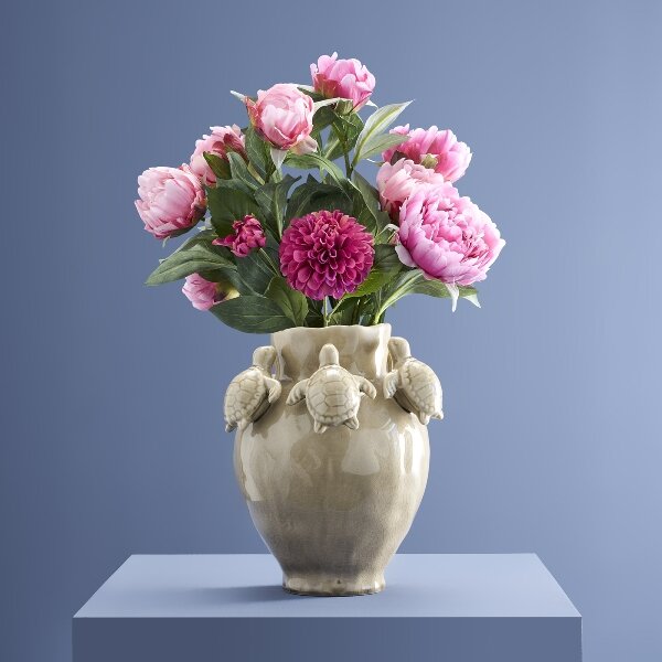 WV Vase Schildkröten taupe Steingut 25x25x29cm