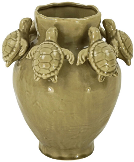 WV Vase Schildkröten taupe Steingut 25x25x29cm
