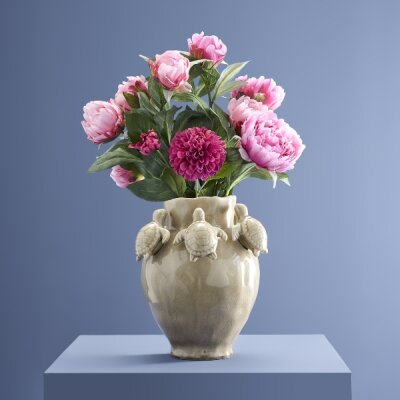 WV Vase Schildkröten taupe Steingut 25x25x29cm