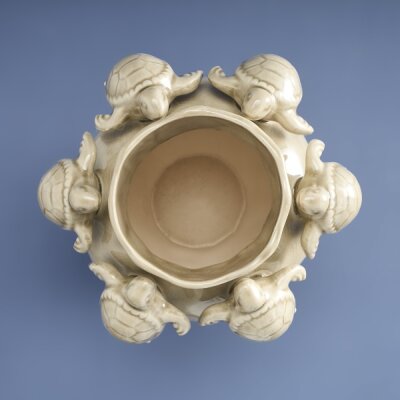 WV Vase Schildkröten taupe Steingut 25x25x29cm