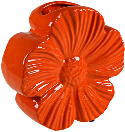 WV Vase Blumenform orange Steingut 24,5x9x24,5cm