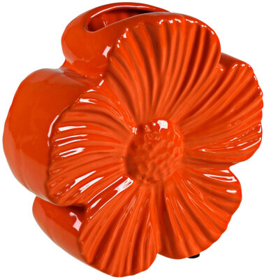 WV Vase Blumenform orange Steingut 24,5x9x24,5cm