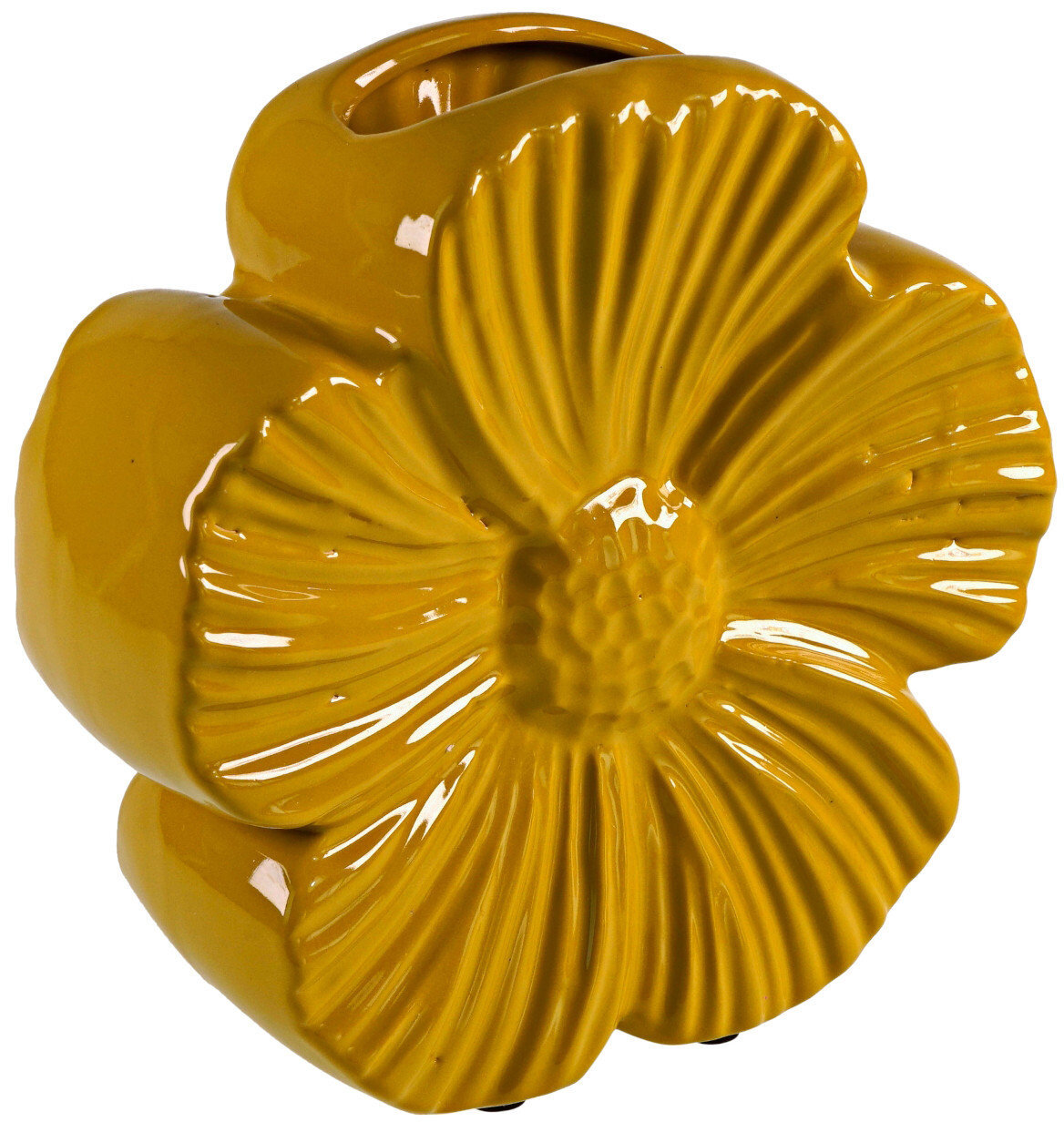 WV Vase Blumenform gelb Steingut 24,5x9x24,5cm