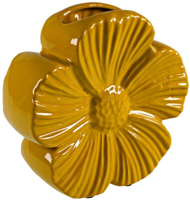 WV Vase Blumenform gelb Steingut 24,5x9x24,5cm