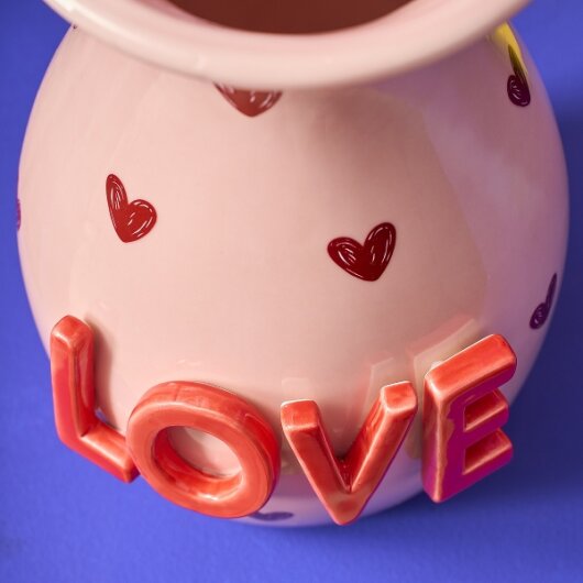 WV Vase "LOVE" rosa Herzen 17x16x27cm