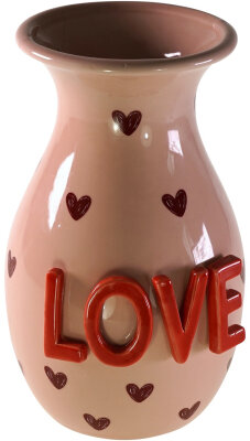 WV Vase "LOVE" rosa Herzen 17x16x27cm