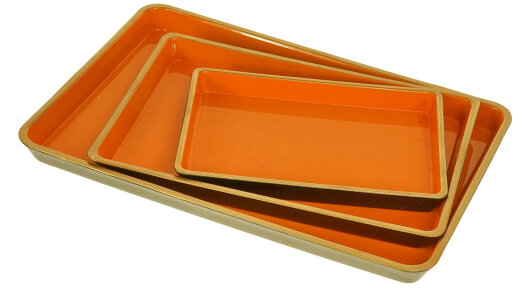 WV 3-teiliges Tablett-Set Orange mit goldener Umrandung
