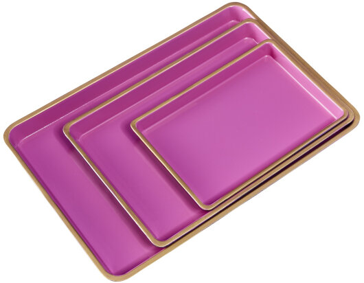 WV 3-teiliges Tablett-Set Pink mit goldener Umrandung