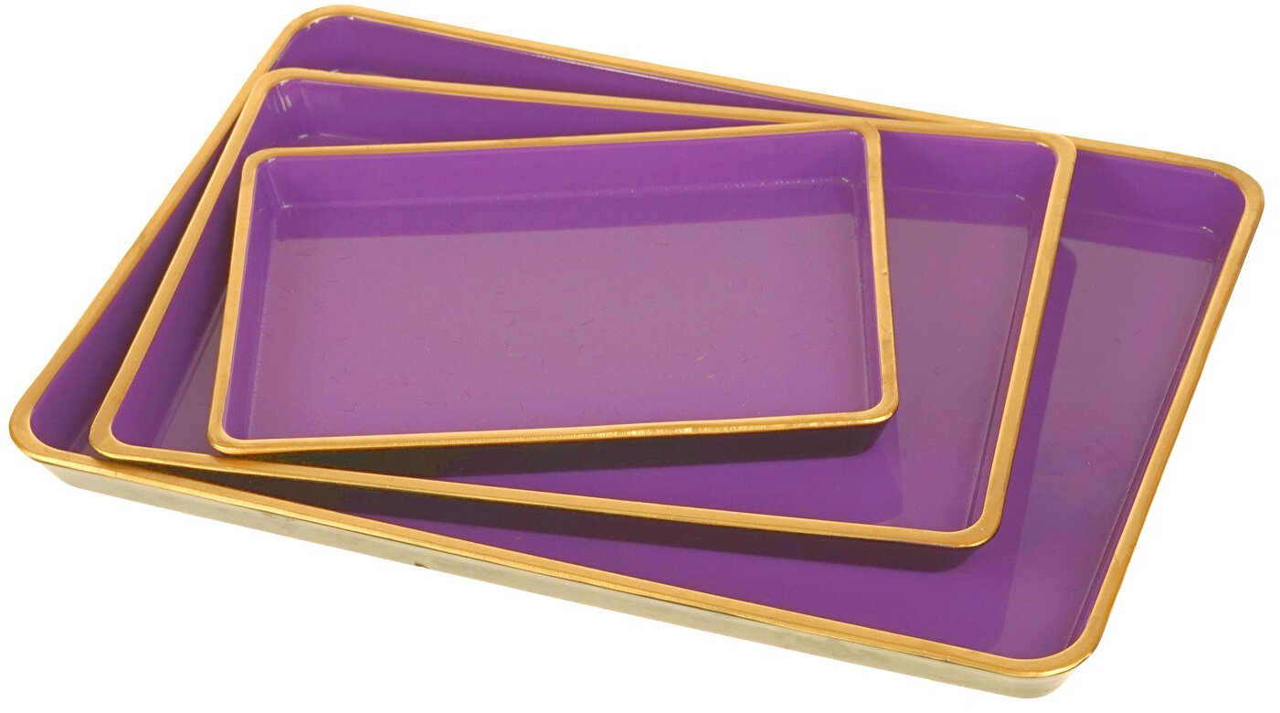 WV 3-teiliges Tablett-Set Lila mit goldener Umrandung