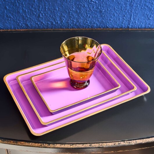 WV 3-teiliges Tablett-Set Lila mit goldener Umrandung