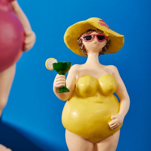 WV Dekofiguren "Badeladys mit Drink" 2er Set gelb & pink 9x7x21 cm