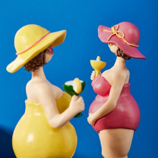 WV Dekofiguren "Badeladys mit Drink" 2er Set gelb & pink 9x7x21 cm