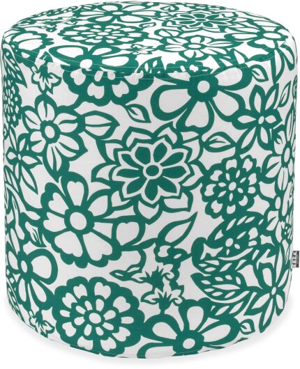 H.O.C.K. Paloma Outdoor Hocker Pouf rund ø45x45cm floral petrol