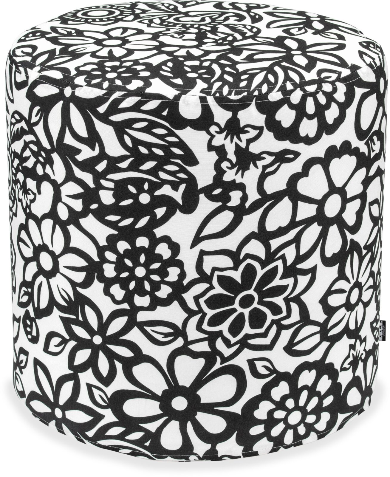 H.O.C.K. Paloma Outdoor Hocker Pouf rund ø45x45cm floral schwarz