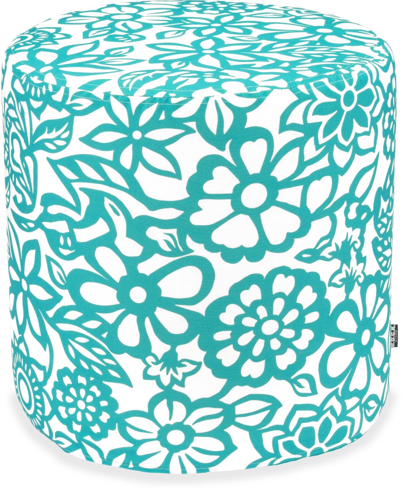 H.O.C.K. Paloma Outdoor Hocker Pouf rund ø45x45cm floral türkis