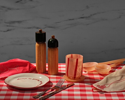 Maegen Servietten aus Leinen bestickt "Spaghetti" 2er Pack | beige