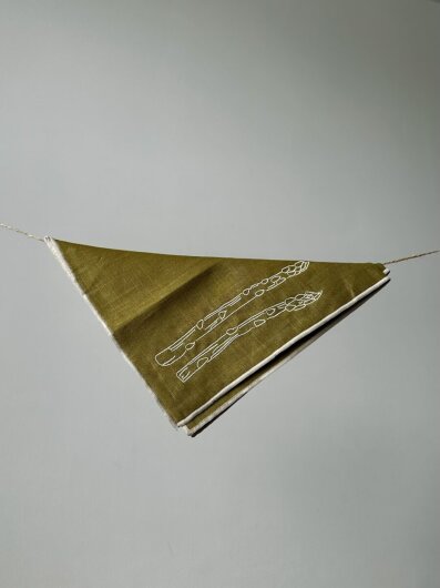 Maegen Servietten aus Leinen bestickt "Spargel" 2er Pack