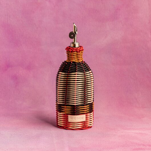 Maegen Glasölspender mit buntem Geflecht | black / cream