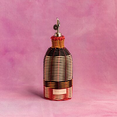 Maegen Glasölspender mit buntem Geflecht | black /...