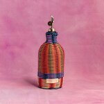 Maegen Glasölspender mit buntem Geflecht | green / red