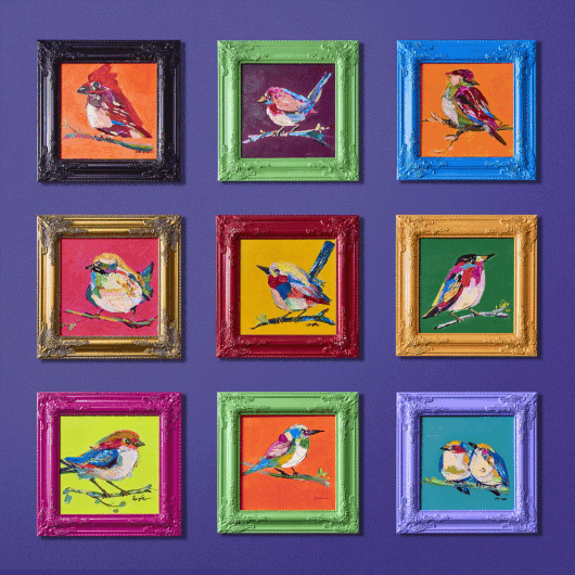 WV Gemälde Bild BIRDY Acryl auf Leinwand 30x30cm | verschiedene Farben