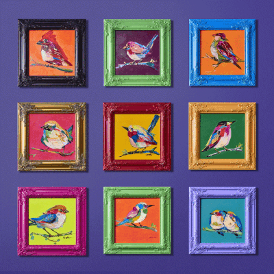 WV Gemälde Bild BIRDY Acryl auf Leinwand 30x30cm | verschiedene Farben