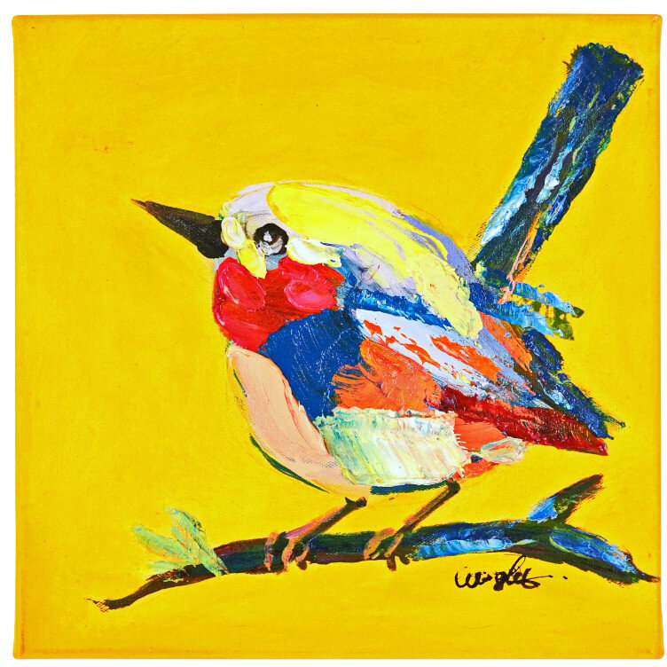 WV Gemälde Bild BIRDY Acryl auf Leinwand | verschiedene Farben gelb