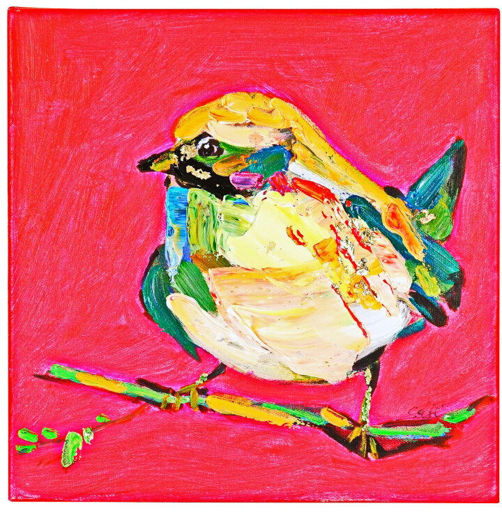 WV Gemälde Bild BIRDY Acryl auf Leinwand | verschiedene Farben neon pink