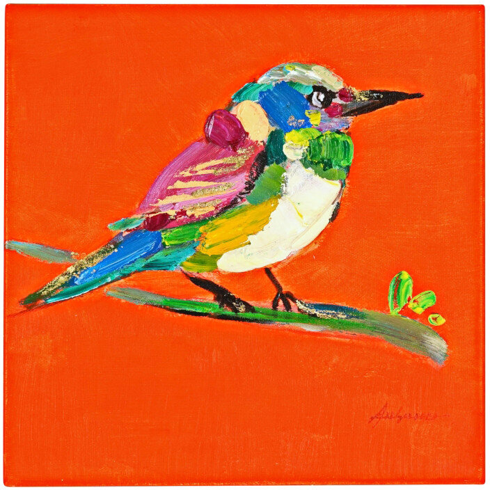 WV Gemälde Bild BIRDY Acryl auf Leinwand | verschiedene Farben neon rot