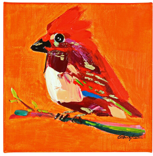 WV Gemälde Bild BIRDY Acryl auf Leinwand | verschiedene Farben orange/rot