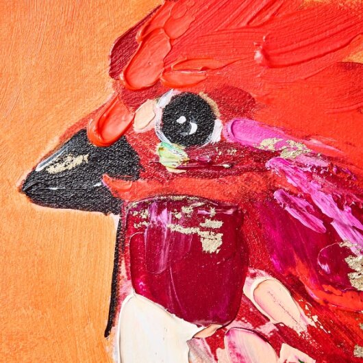 WV Gemälde Bild BIRDY Acryl auf Leinwand | verschiedene Farben orange/rot