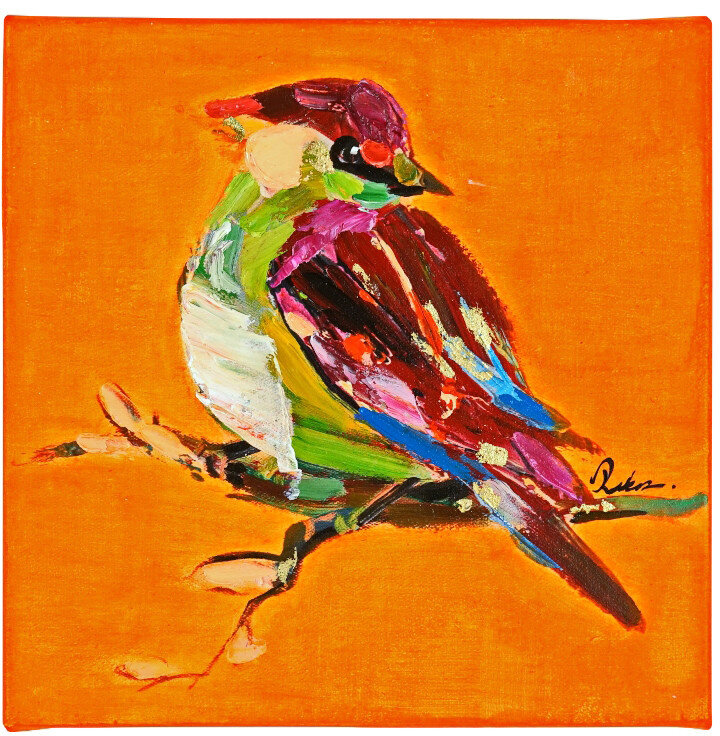 WV Gemälde Bild BIRDY Acryl auf Leinwand | verschiedene Farben orange